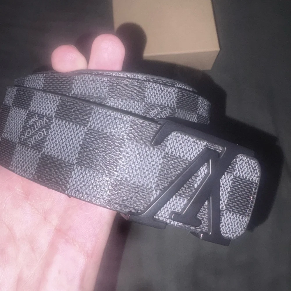 Louis Vuitton Damier Graphite Belt with Matte Black LV Buckle